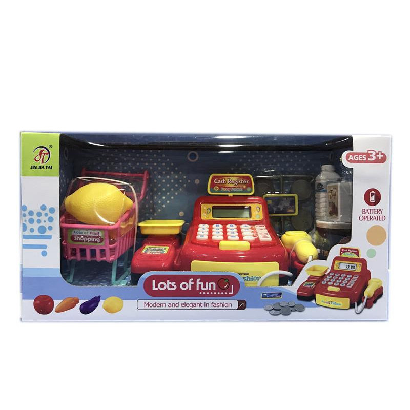 Kids Cash Register Playset with Shopping Trolley & Toy Fruit Kids Cash Register Playset with Shopping Trolley & Toy Fruit