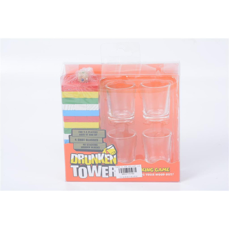 PVC Wooden Block 48 Pieces/4 Glasses PVC Wooden Block 48 Pieces/4 Glasses