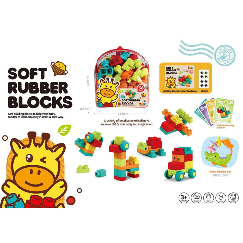 Soft Rubber Blocks in Bag 36 Pieces Soft Rubber Blocks in Bag 36 Pieces
