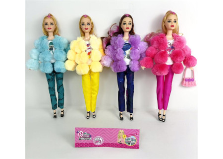 Dolls with Fur Coat and Hand Bag Toy Set for Fashion Play