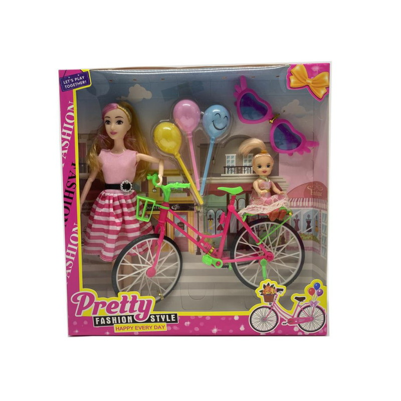 Pretty Doll with Small Doll Bicycle Toy Set for Adventure Play Pretty Doll with Small Doll Bicycle Toy Set for Adventure Play