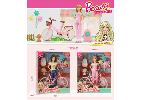 Doll with Bicycle & Accessories Toy Set for Adventure Play