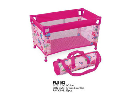 Metal Doll Cot in Bag for Dollhouse Play