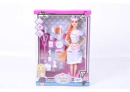 Nurse Doll with Accessories & Pet Toy Set for Role Play