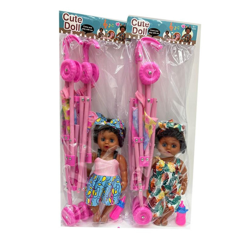 Cute Doll with Pram Toy Set for Nurturing Play Cute Doll with Pram Toy Set for Nurturing Play