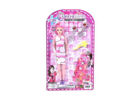 ChangFa Doll with Earrings, Comb, Dresses & Shoes for Fashion Play