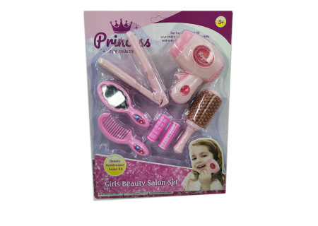 Salon Set with Hair Iron, Curler, Hairdryer for Play