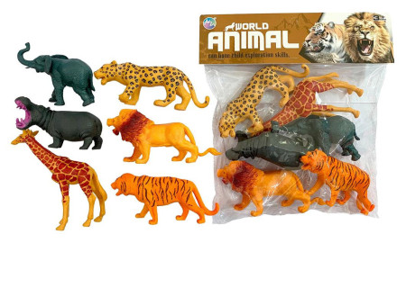 Animal Wild World 6" Toy Set 6pcs for Safari Fun