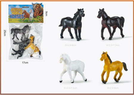 Horses Toy Set 4pcs 4 Inch for Equestrian Play