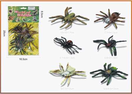 Spiders Toy Set 6/Pkt  for Creepy Fun