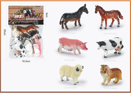 Farm Animals Toy Set 3.5 Inch 6pcs for Farm Play