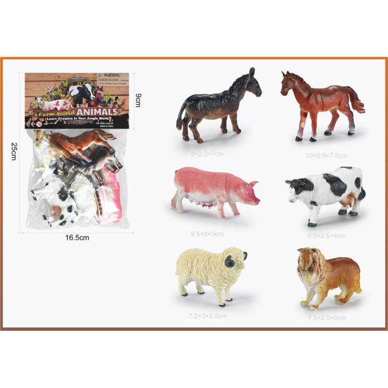 Farm Animals Toy Set 3.5 Inch 6pcs for Farm Play Farm Animals Toy Set 3.5 Inch 6pcs for Farm Play