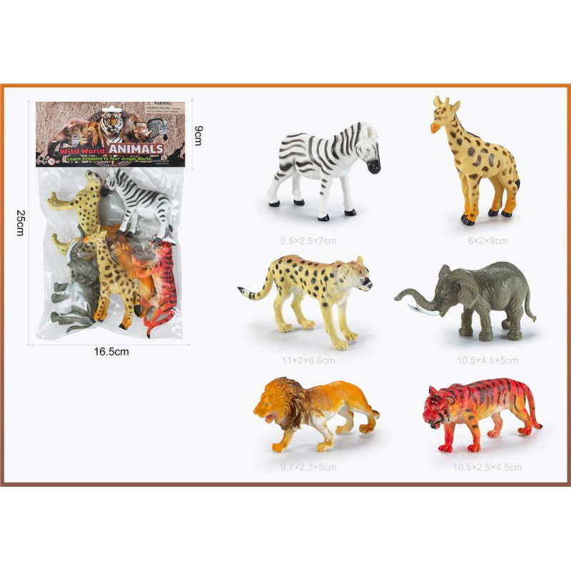 Wild Animals Toy Set 4.5 Inch 6pcs for Safari Fun Wild Animals Toy Set 4.5 Inch 6pcs for Safari Fun
