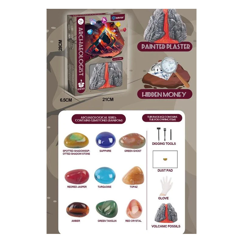 Volcano with Gem Stones Set for Educational Fun Volcano with Gem Stones Set for Educational Fun