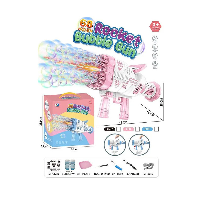 Large Bubble Rifle with 68 Holes and Rechargeable Batteries Large Bubble Rifle with 68 Holes and Rechargeable Batteries