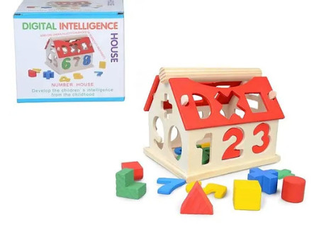 Wooden Toy House Shape & Number Sorter – Educational Learning Puzzle