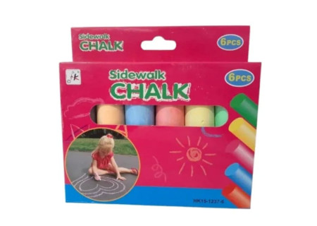 Jumbo Chalk 6pcs - Bright and Bold Chalk for Creative Fun
