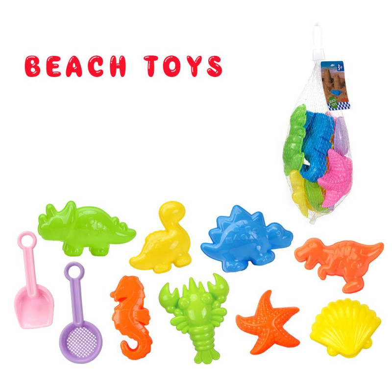 Meshbag Beach Accessories - 10pcs Set with Animal Figures Meshbag Beach Accessories - 10pcs Set with Animal Figures