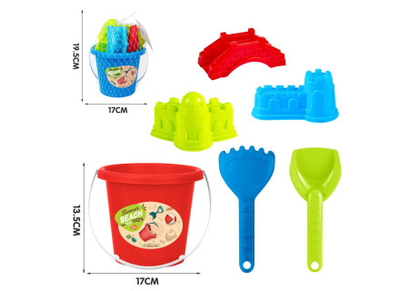 Summer Beach Bucket Set with Accessories - Meshbag Sand Toys