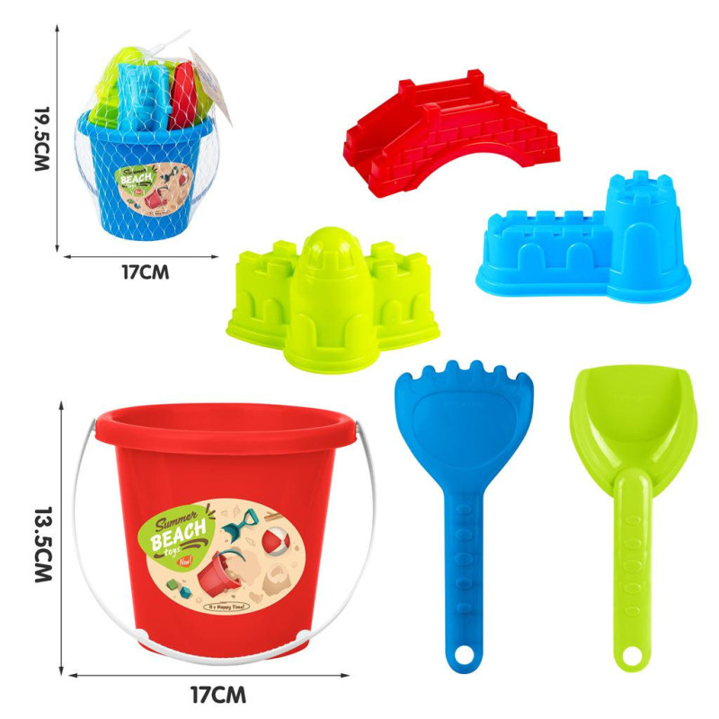 Summer Beach Bucket Set with Accessories - Meshbag Sand Toys Summer Beach Bucket Set with Accessories - Meshbag Sand Toys