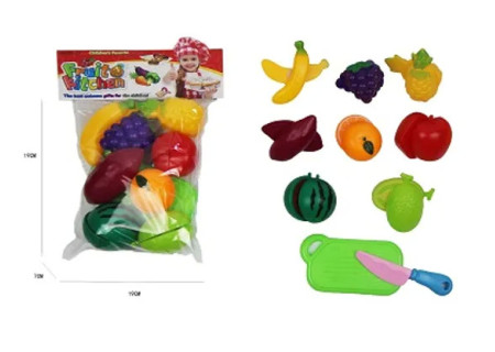 Cut Fruit and Veg Tray - PBH Assorted Playset for Kids' Cooking Fun