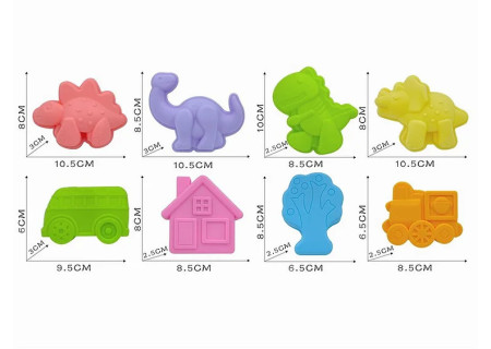 Rubber Beach Moulds 8 Pcs - Fun and Creative Sand Playset for Kids
