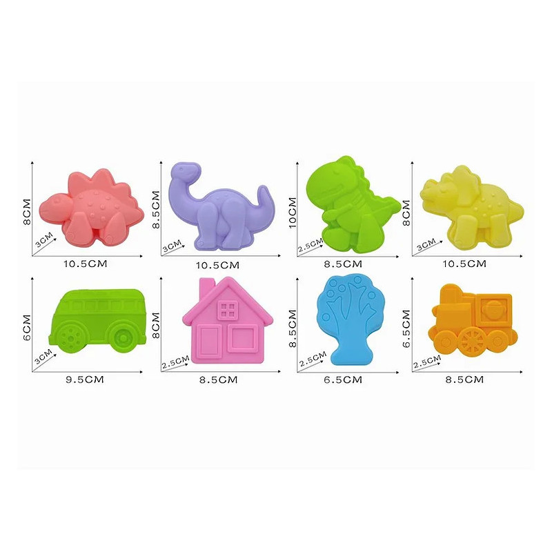 Rubber Beach Moulds 8 Pcs - Fun and Creative Sand Playset for Kids