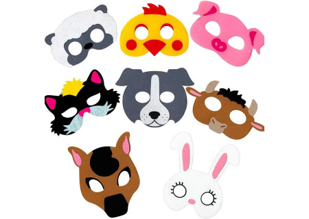 Fun & Wild Animal Masks – Set of 8 for Kids' Dress-Up & Play