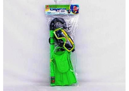 Snorkel, Goggles, and Flippers Set - Assorted Colors Underwater Gear