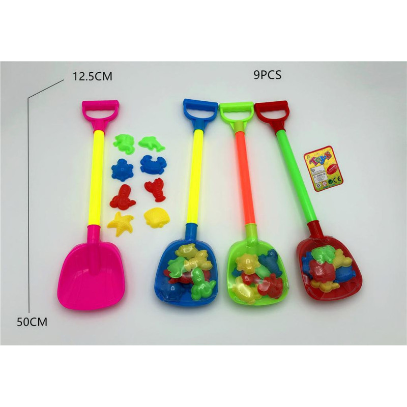 Beach Spade with Moulds - 9pcs Sand Play Set Beach Spade with Moulds - 9pcs Sand Play Set