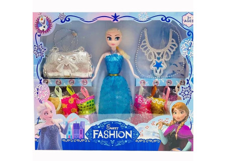 Doll with Hand Bag, Necklace and Dresses - Stylish and Fun Doll Playse