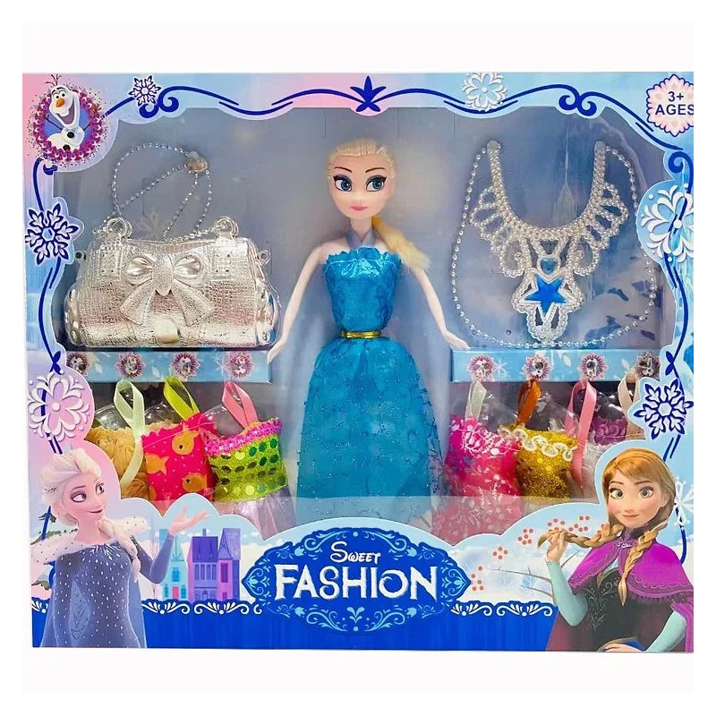 Doll with Hand Bag, Necklace and Dresses - Stylish and Fun Doll Playse Doll with Hand Bag, Necklace and Dresses - Stylish and Fun Doll Playse
