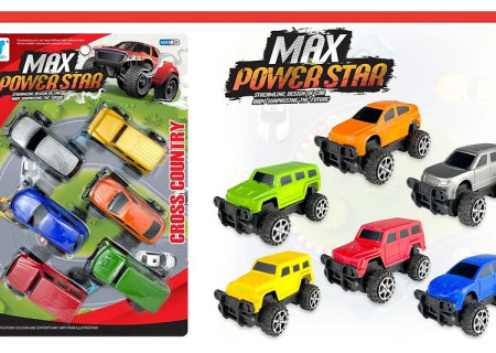 Carded Max Power Star Pullback Off Road 4x4s 6pcs - Fun and Durable Pu
