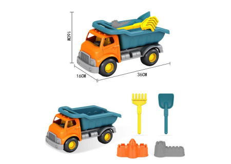 Beach Sand Truck Set with Accessories, Moulds & Spades