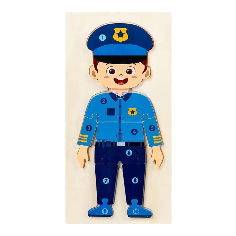 Wooden Puzzle Police, Fire, Nurse Assorted Wooden Puzzle Police, Fire, Nurse Assorted