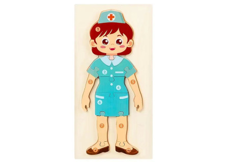 Wooden Puzzle Police, Fire, Nurse Assorted