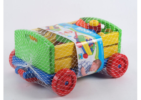 Pull Along Toy Wagon with 24 Colorful Blocks – Fun & Educational