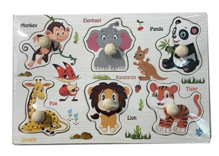 Wooden Peg Puzzle Small 7 Pieces Assorted