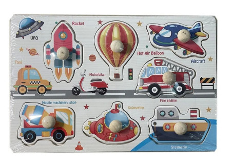 Wooden Peg Puzzle Small 7 Pieces Assorted