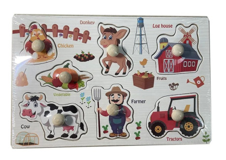 Wooden Peg Puzzle Small 7 Pieces Assorted