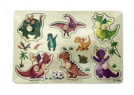 Wooden Peg Puzzle Small 7 Pieces Assorted