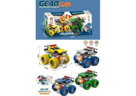 Colourful Light Up Gear Police Cars (2 Pack) - Interactive and Fun Toy