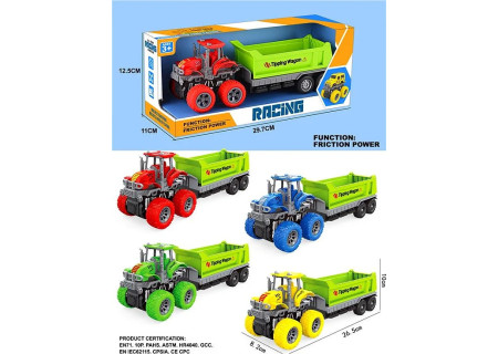 Kids Monster Racing Tractor Toy with Tipping Construction Wagon