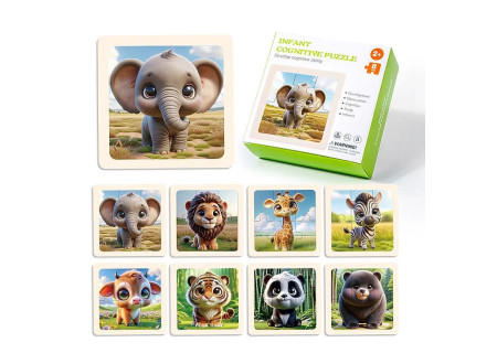 Infant Wild Animal Puzzles Wooden 6pce - Fun and Educational Puzzle Se