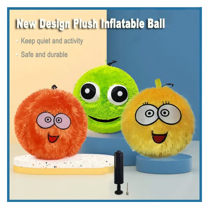 Fluffy Plush Inflatable Balls ASST 10 Inch - Soft and Fun Play Balls f Fluffy Plush Inflatable Balls ASST 10 Inch - Soft and Fun Play Balls f