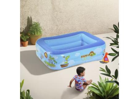 Kids Rectangle Pool 120x100cm - Durable Inflatable Swimming Pool for O