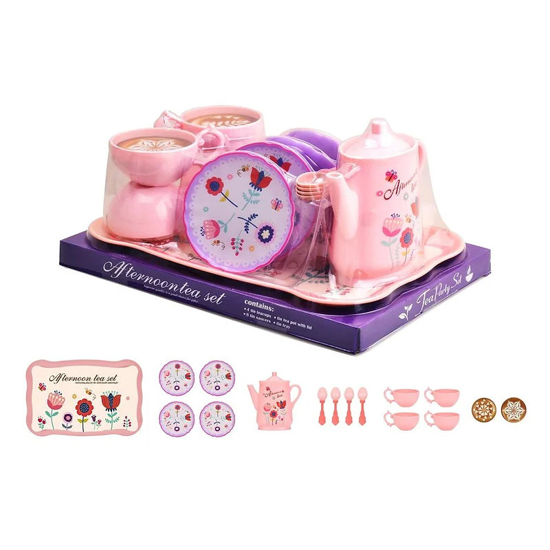 25cm Plastic Flower Tea Set on Tray – Kids Pretend Play Toy 25cm Plastic Flower Tea Set on Tray – Kids Pretend Play Toy