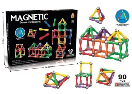 90-Piece Magnetic Building Sticks Set - Creative STEM Construction Toy