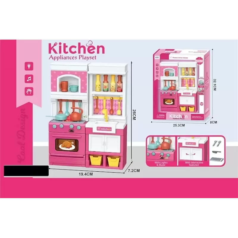 Kids Kitchen Appliances Playset - Pretend Cooking Toy Set for Fun & Le