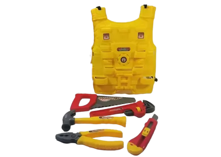 Kids Meshbag Tool Set with Vest – Construction Role Play Toy